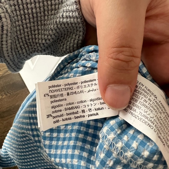 Zara Gingham Sleeveless Drop Waist Midi Dress| Blue & White | Size Medium - Picture 10 of 10